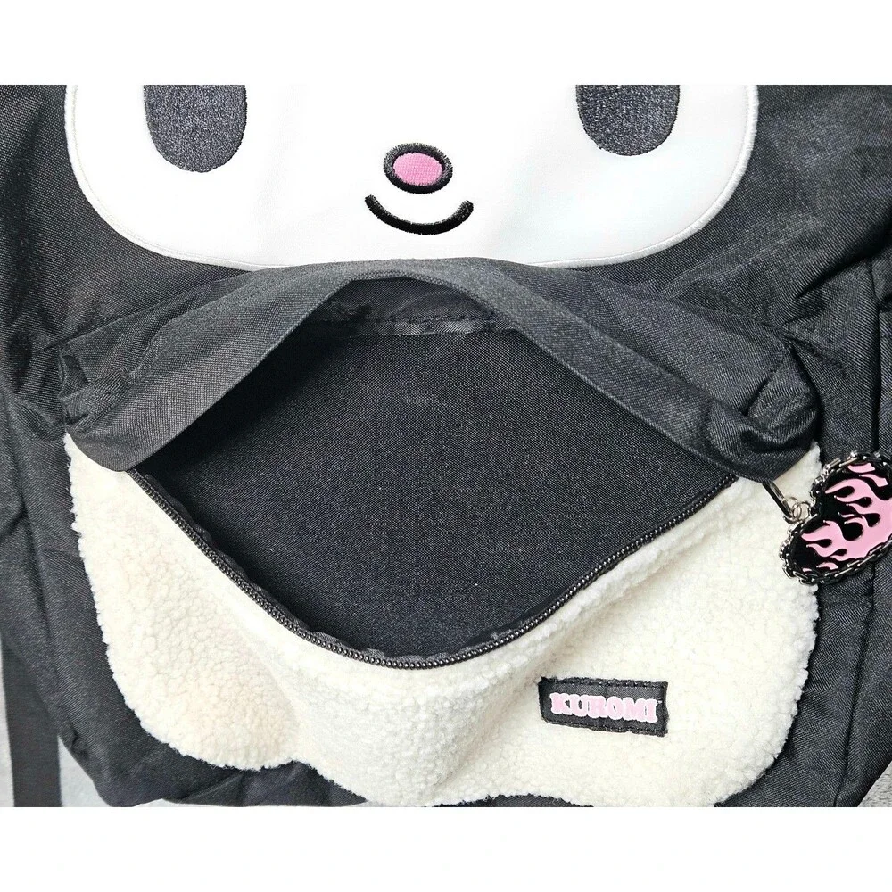 Hot Topic Kuromi Backpack Black Sanrio Bioworld Character Bag Plush Pocket